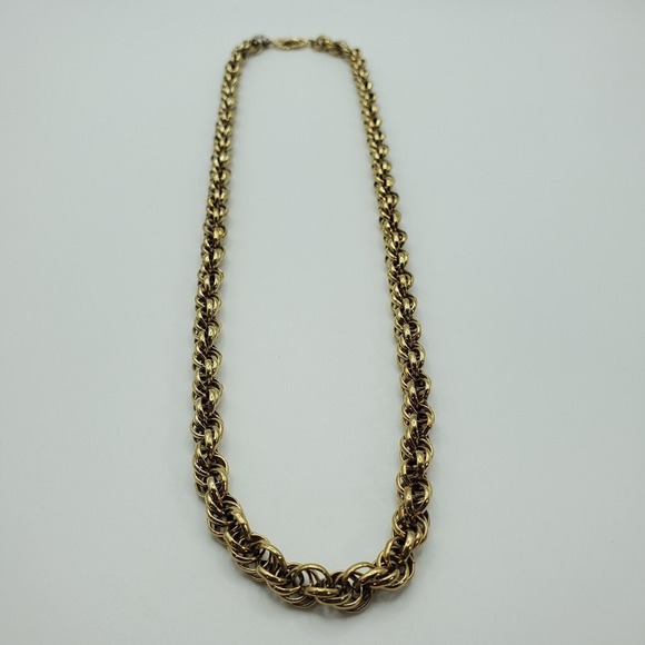 Vintage D'orlan Chunky Gold Tone Rope Necklace Chain Womens Fashion Jewelry - Picture 2 of 7